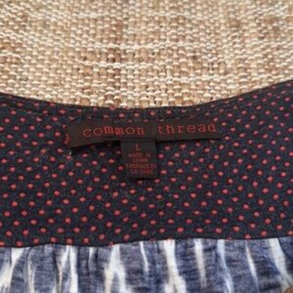 Common Thread Anthropologie Ikat Patterned Tunic Blouse Top Large - Picture 6 of 8